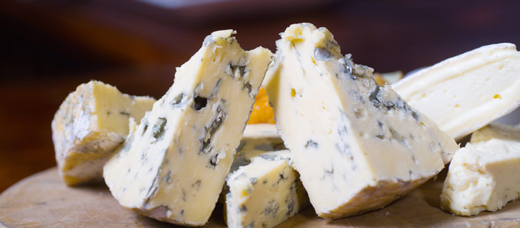 picture of blue cheese on a wooden board